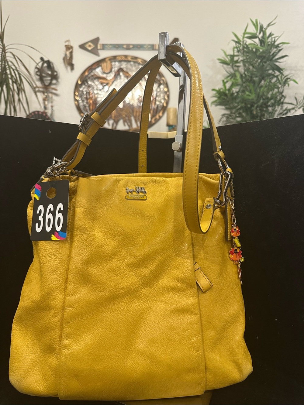 Coach #366 Madison Isabelle Yellow Leather Tote Bag